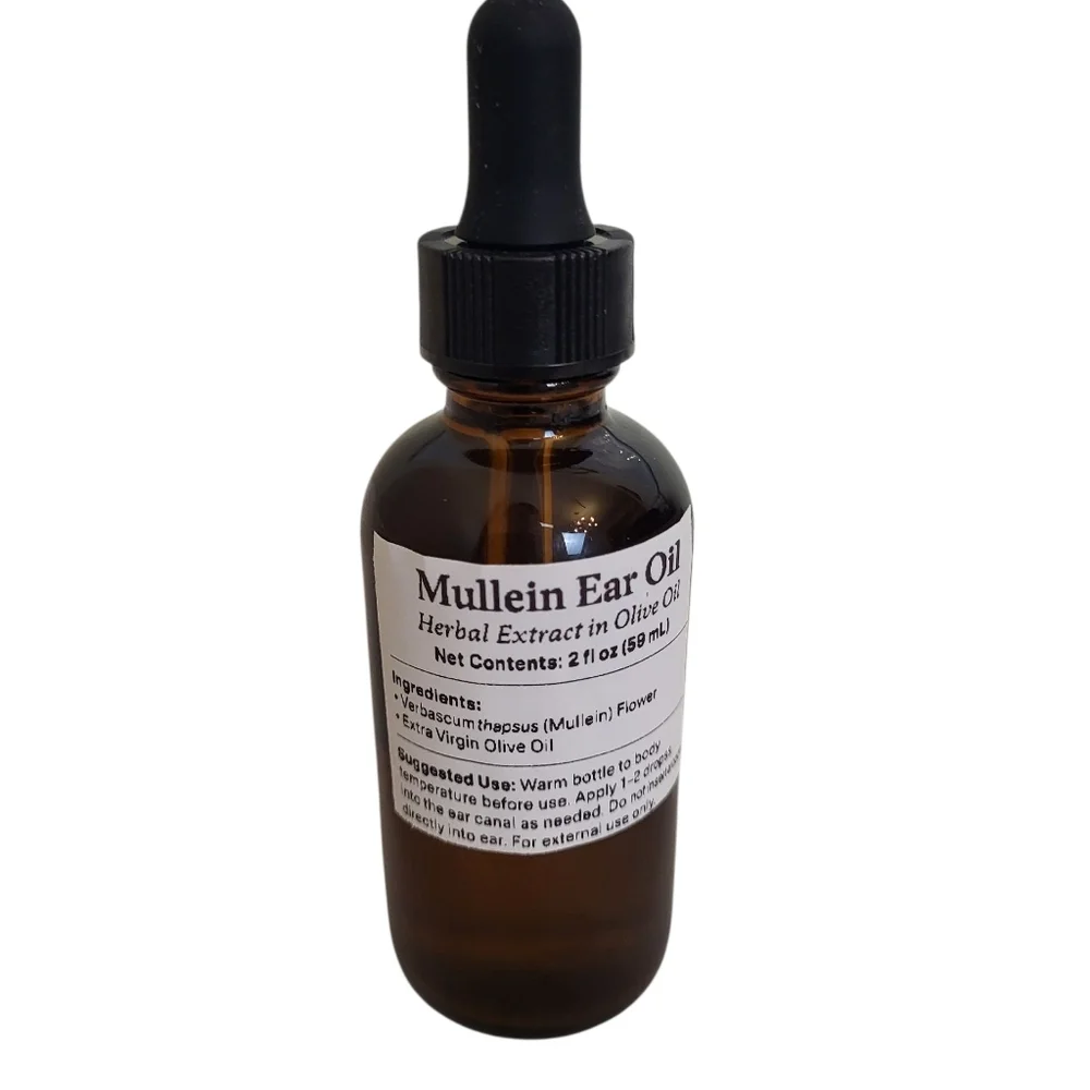Mullein Ear Oil Herbal Extract in Olive Oil 2 fl oz Bottle